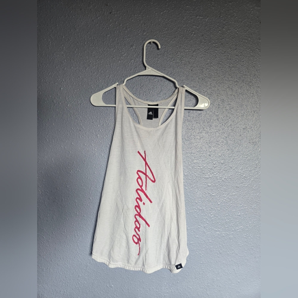 Adidas White and Red Holiday Tank Top